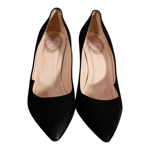 Rene Caovilla Pumps Heels Shoes Suede Black Women's 39.5/US 9.5 - Picture 3 of 11